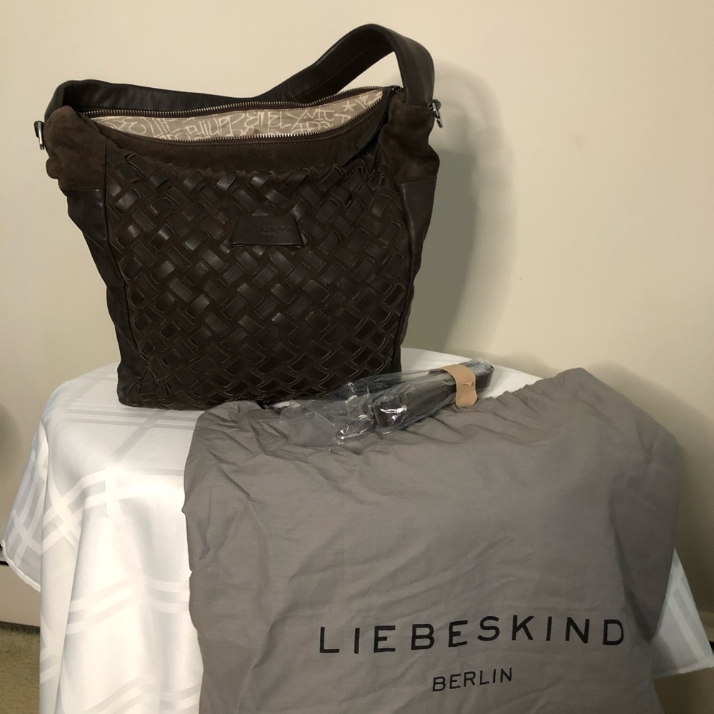 Dark Brown Woven Shoulder Bag